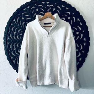 ZESICA 1/4 Zip Plush Knitted Pullover Sweater